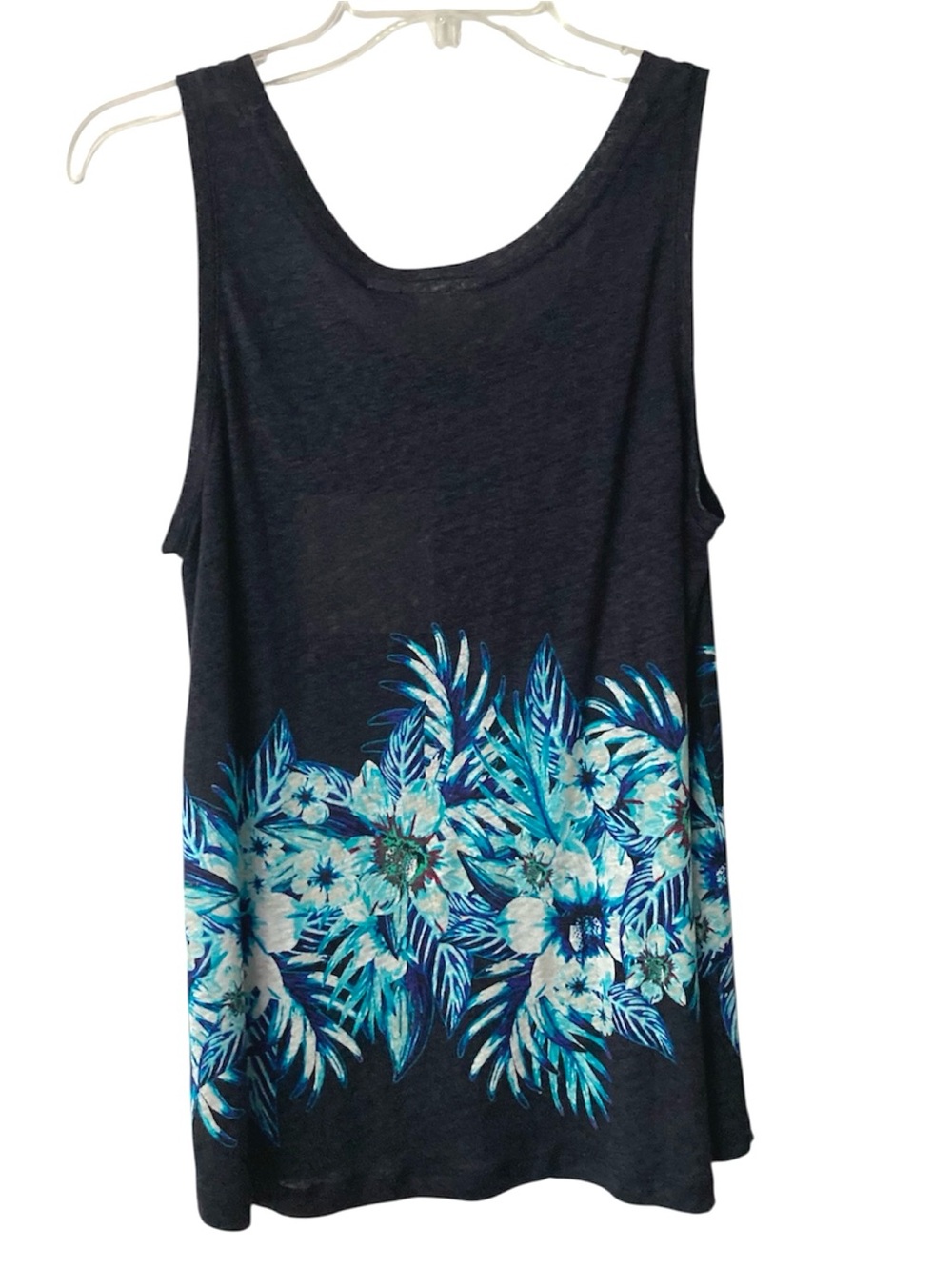 Cynthia Rowley Navy Tank with Floral Border - Picture 2 of 4